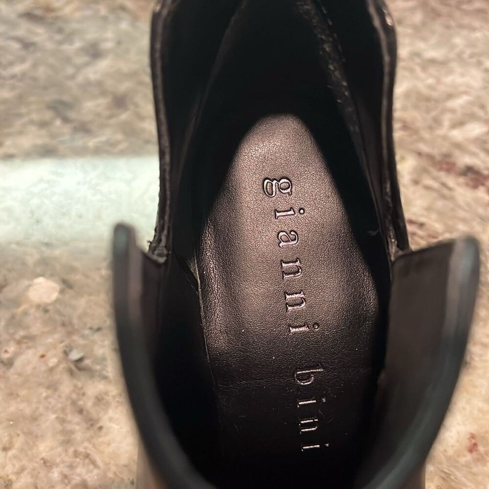 Gianni Bini Huttsen Leather Stacked Heel Western Booties Black Size 5M - Picture 5 of 7